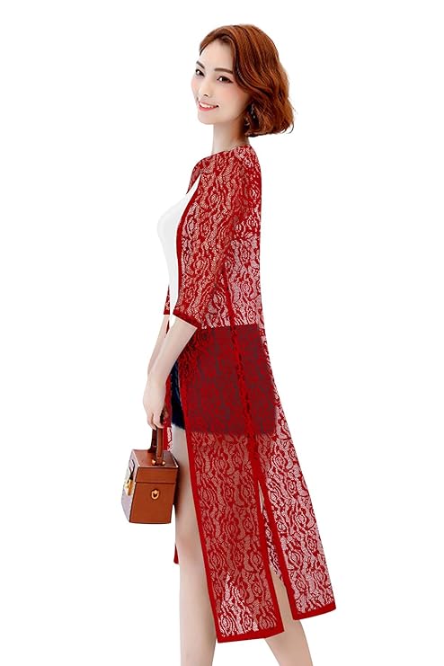 Women Full Sleeve Maroon Shrug